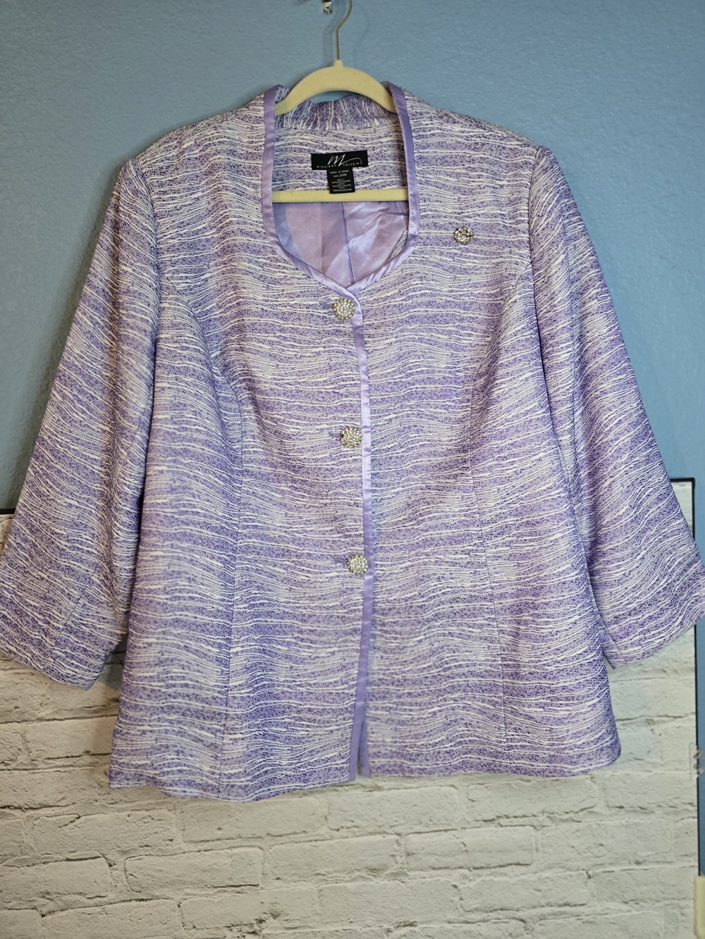 Midnight Velvet Lavender & White Bouclé Blazer Sz 20W